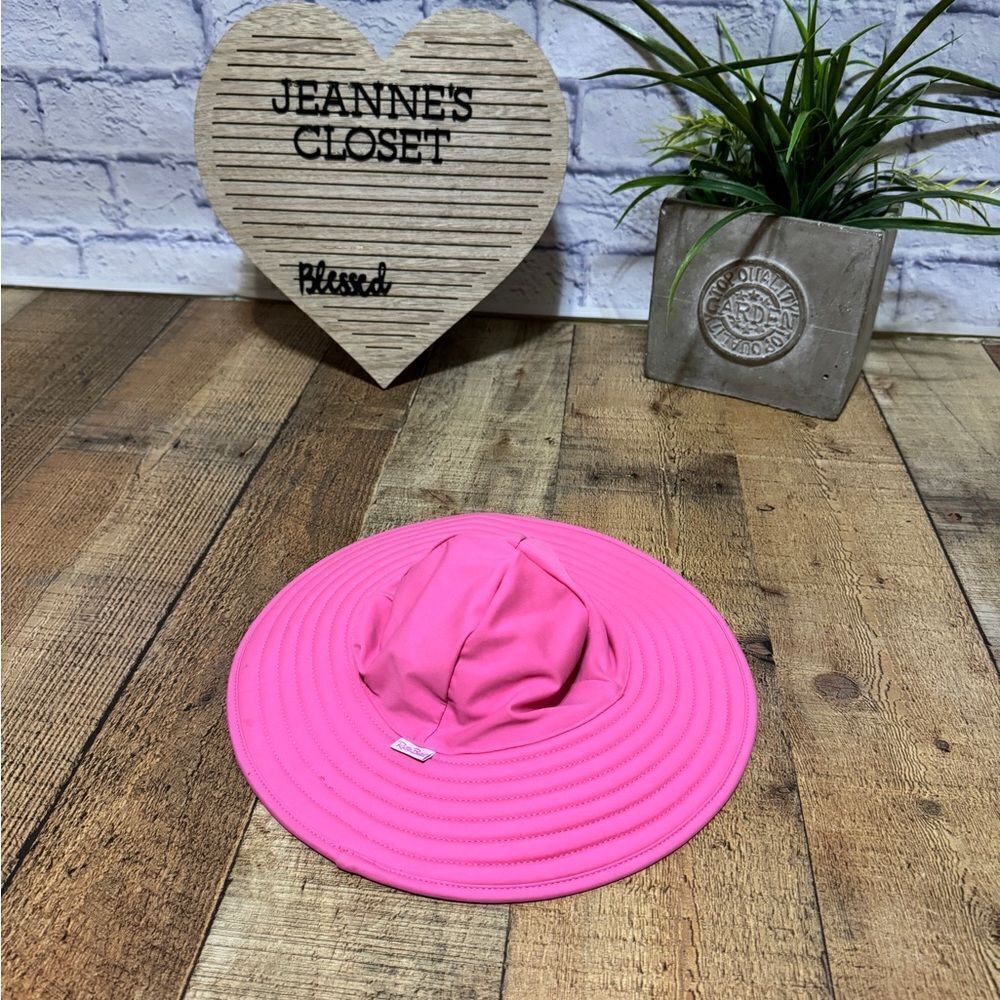 RuffleButts pink Swim Hat 12M-2T.